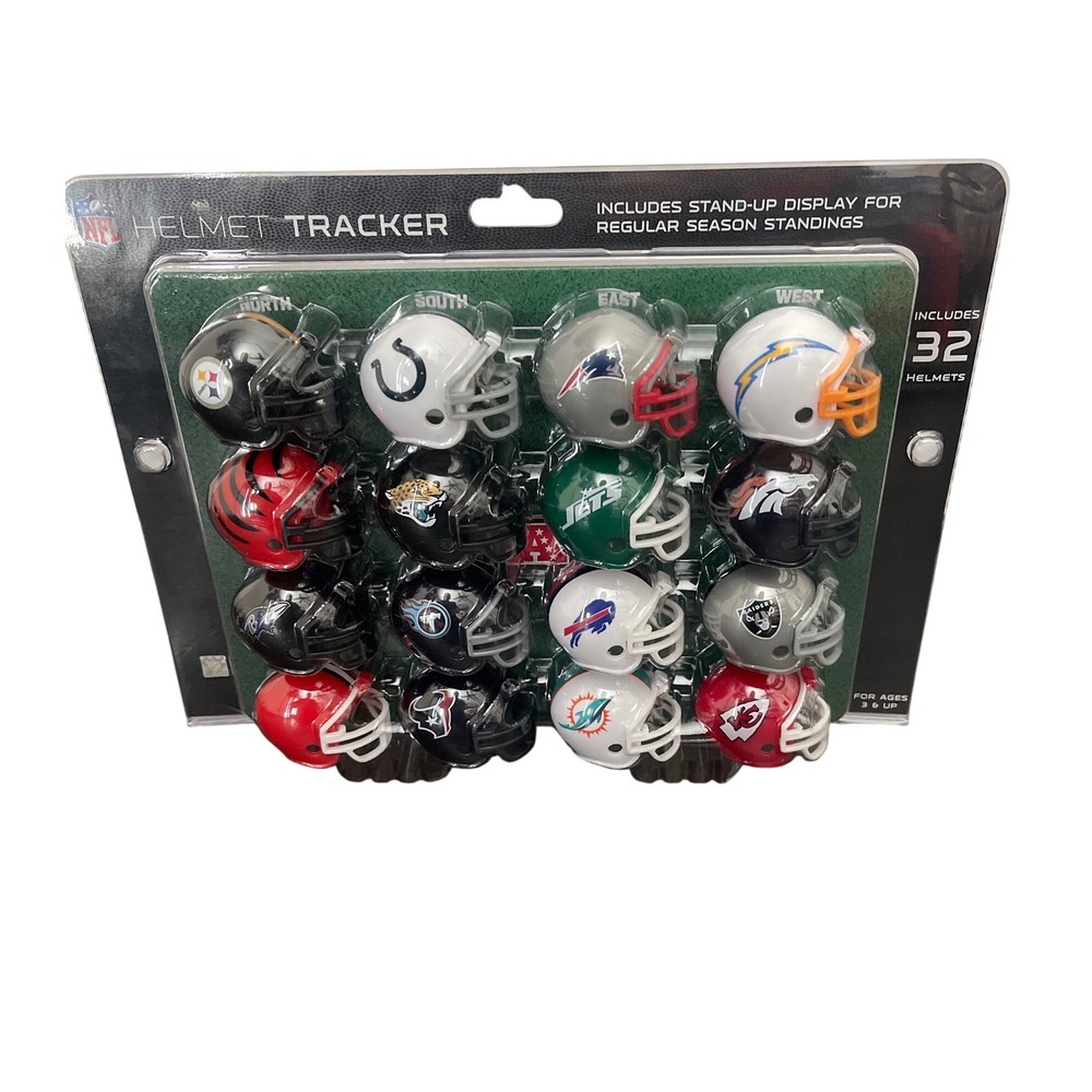 NFL Helmet Tracker 32 Mini Helmets Set Stand-Up Display Regular Season Standings